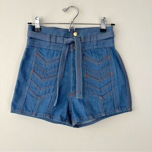 Vintage 70’s Nest-Ce Pas High Rise Belted Denim Shorts Rare